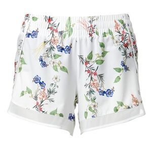 Athleta White Botanics Floral Printed Mesh Racer Run Short 4” Inseam Sz Small